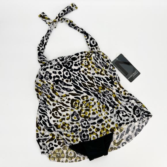 Magicsuit by Miraclesuit Tankini US 8 Olive Green Leopard Black 2 Piece NEW NWT - Picture 1 of 9